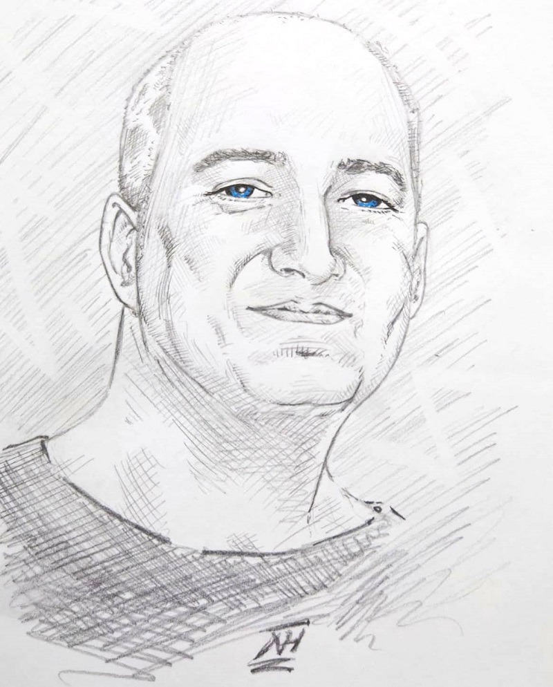 Nick Hope-Thompson Monochrome Profile Drawing